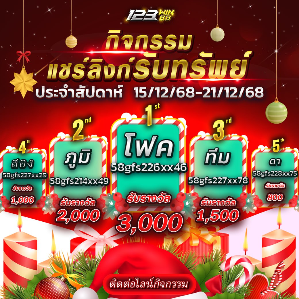 กิจกรรม แชร์ลิงก์รับทรัพย์ 15-21 ธันวาคม 2568 