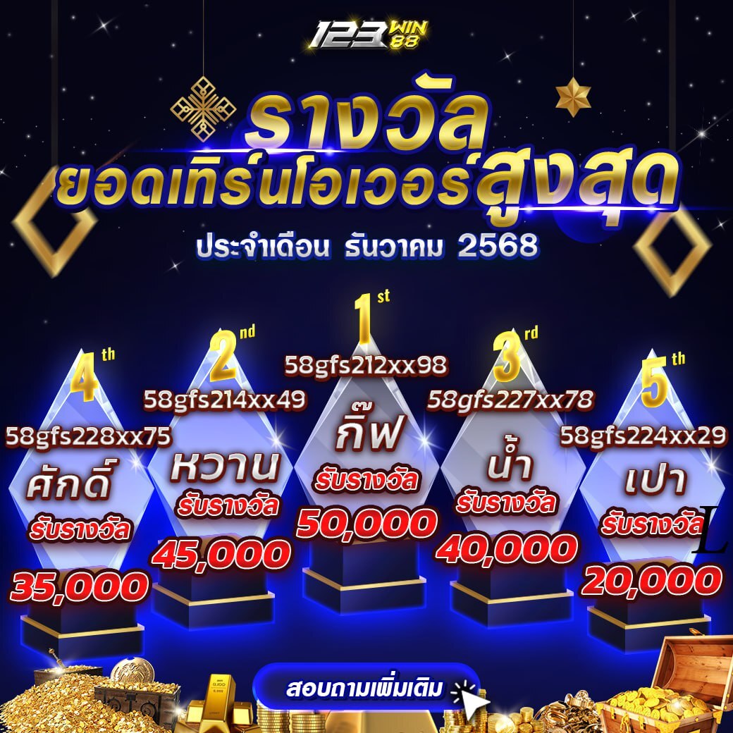 กิจกรรม ยอดเทิร์นโอเวอร์สูงสุด ประจำเดือน ธันวาคม 2568