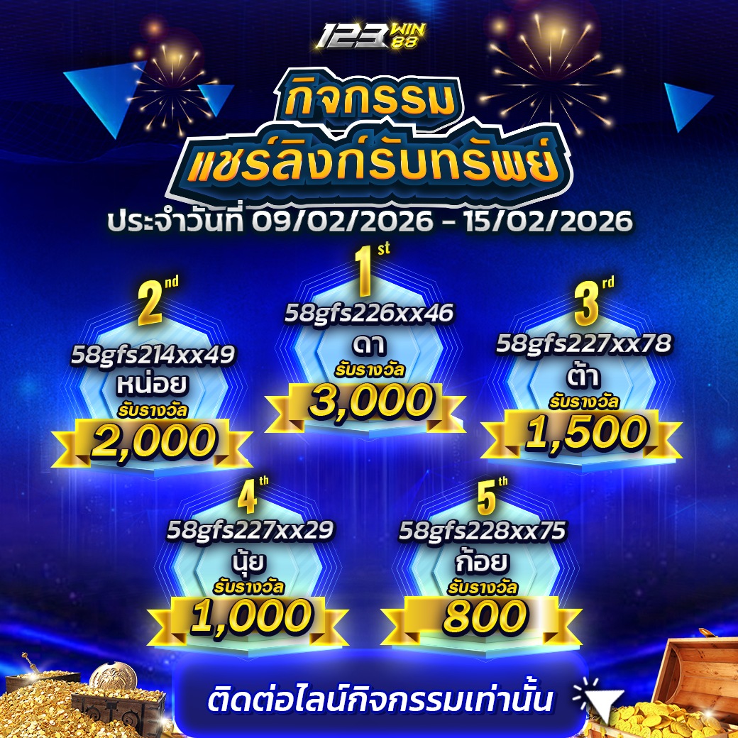 123_กิจกรรมแชร์ลิงก์รับทรัพย์ 9-15 ก.พ. 69