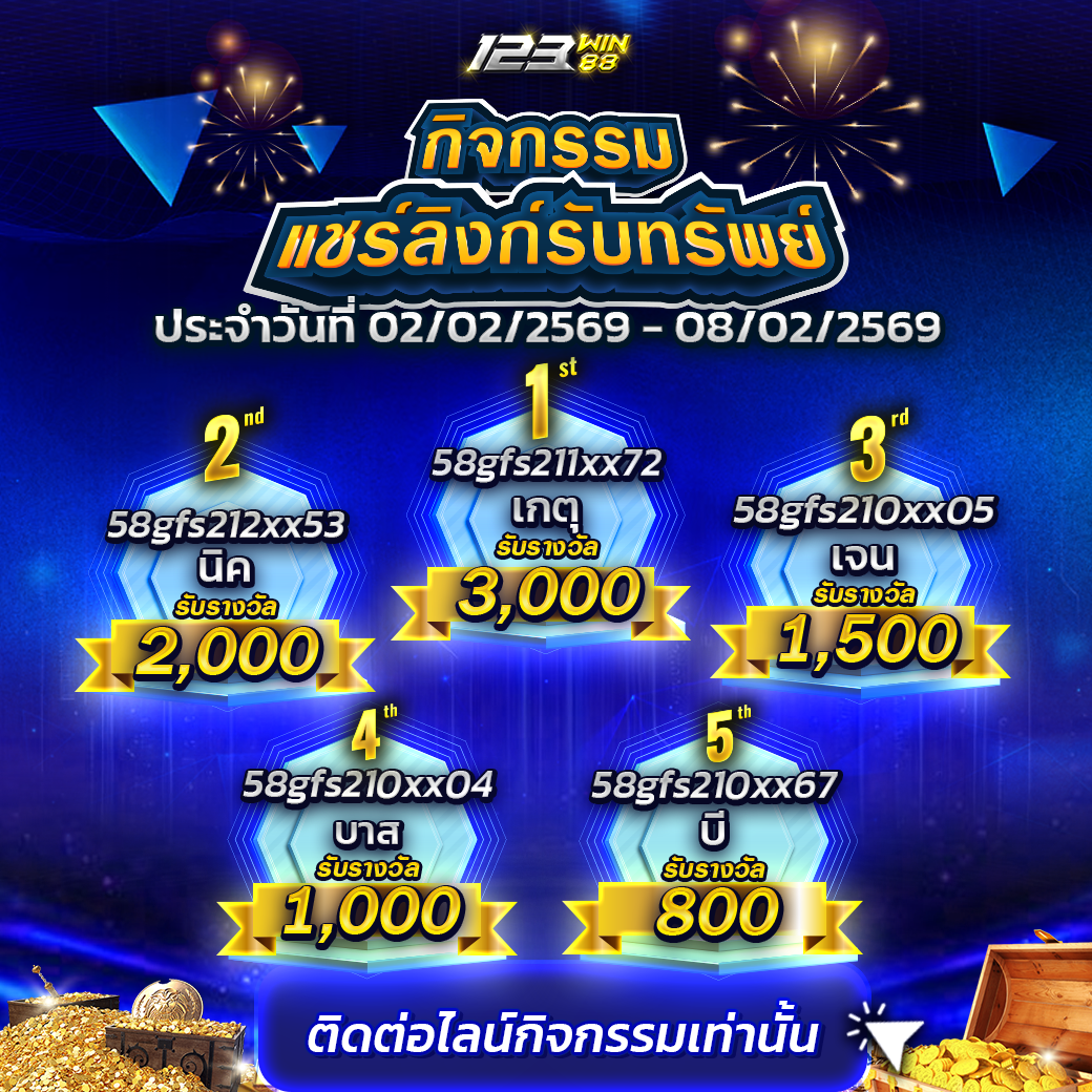 กิจกรรมแชร์ลิงก์รับทรัพย์ 02/02/2569 - 08/02/2569